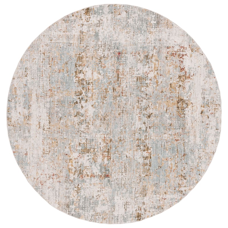 SAFAVIEH Adrianna Ilsefriede Modern Abstract Rug - 6'7" Round - Blue/Gold