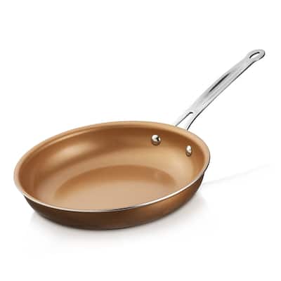 Brentwood 9.5" Induction Copper Frying Pan Set with Non-Stick, Ceramic Coating
