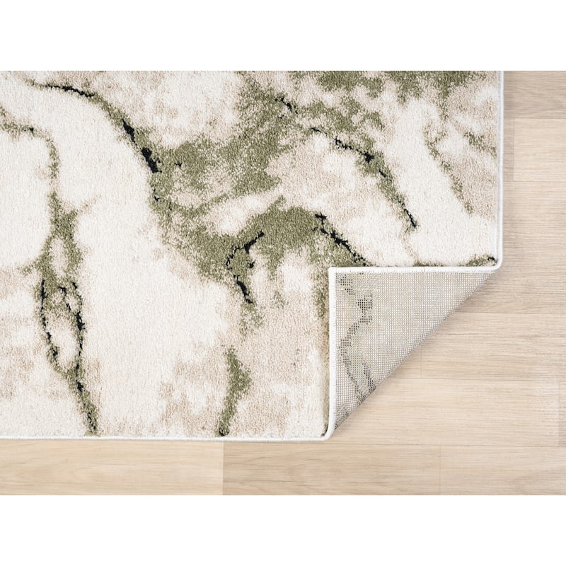 Paris Collection Abstract Cream/Green Rug