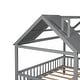 preview thumbnail 14 of 37, Full Size Wood House Bed With Fence,Solid Construction