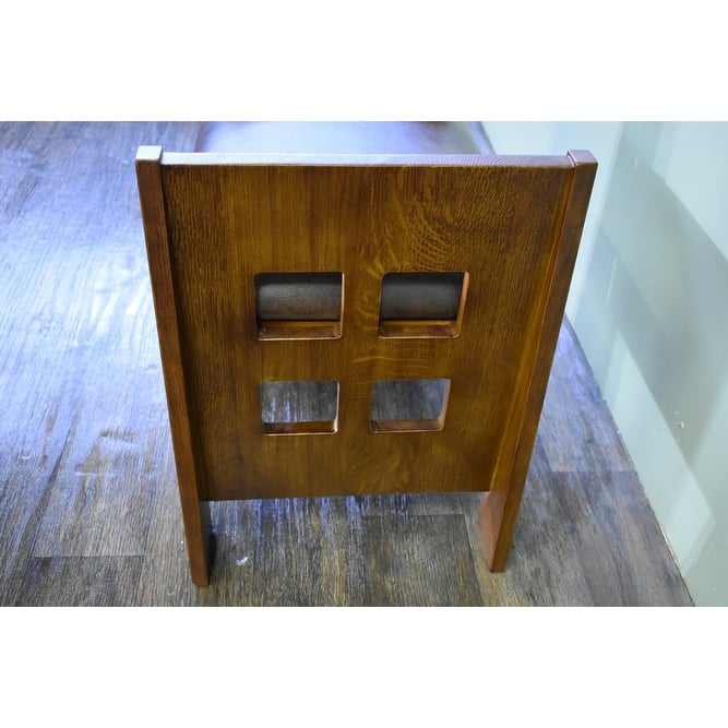 Mission Style Oak and Leather Foot Stool - Model A31