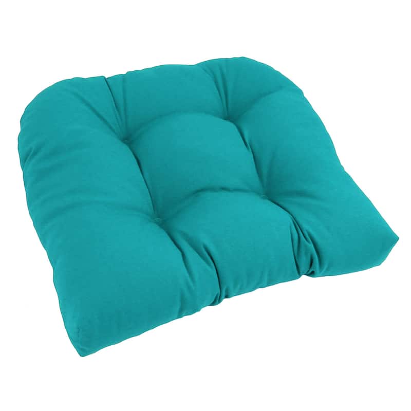 19-inch Twill U-shaped Chair Cushion (Set of 1, 2, or 4) - 19 x 19 - Single - Aqua Blue