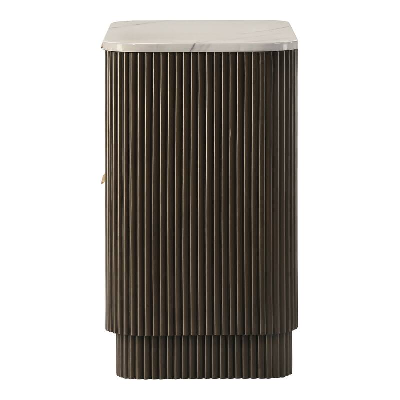 Furniture of America Alta Modern Dark Walnut 2-Drawer Nightstand with Artificial Marble Top