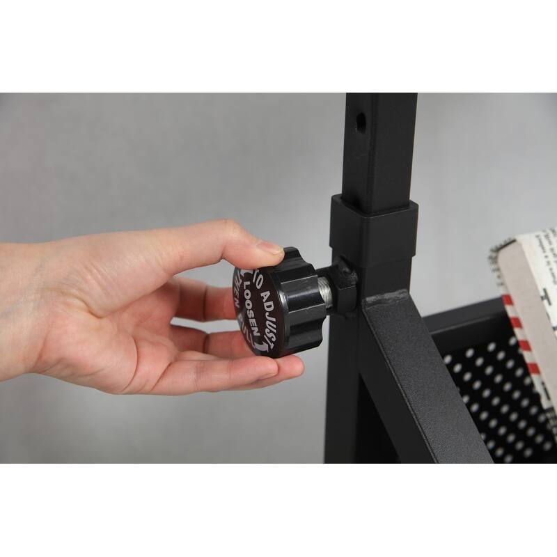 Black Adjustable Glass Drafting & Printing Table Set with Stool