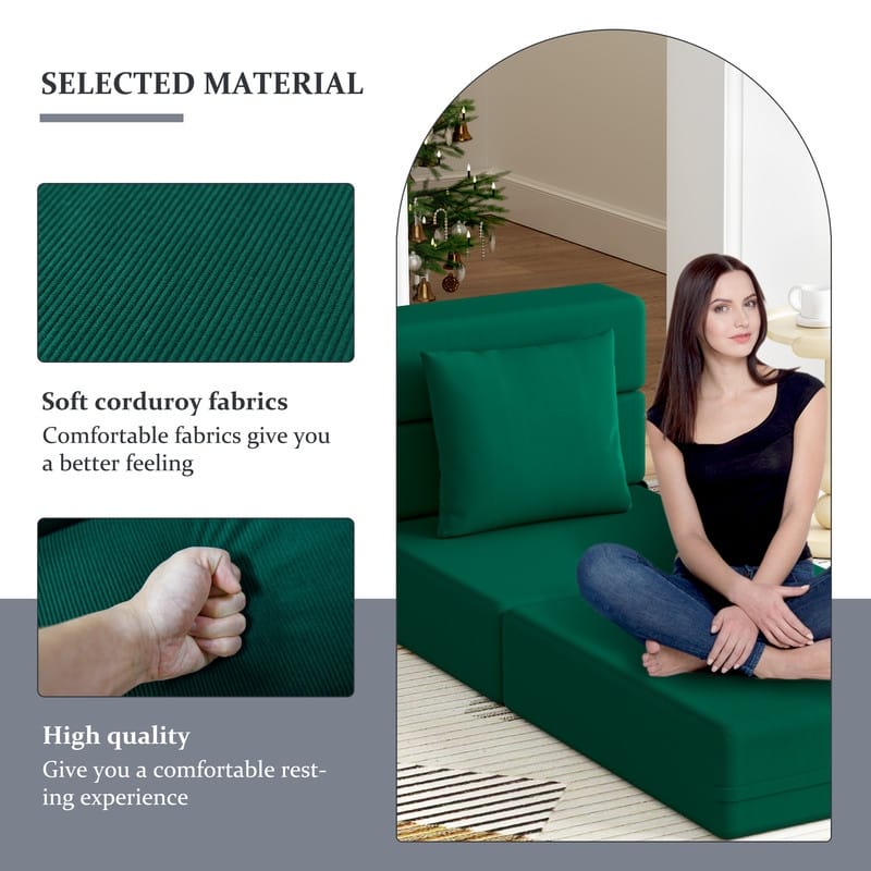 Corduroy Compression Convertible Folding Sectional Sofas (Set of 4)