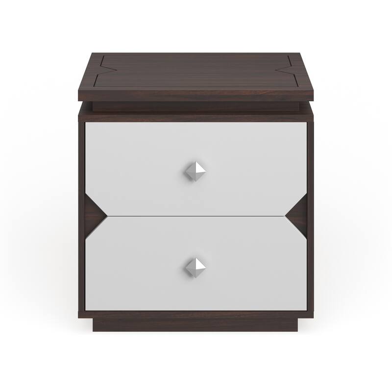 Tarris Contemporary Walnut 20-inch 2-Drawer Side Table by Furniture of America