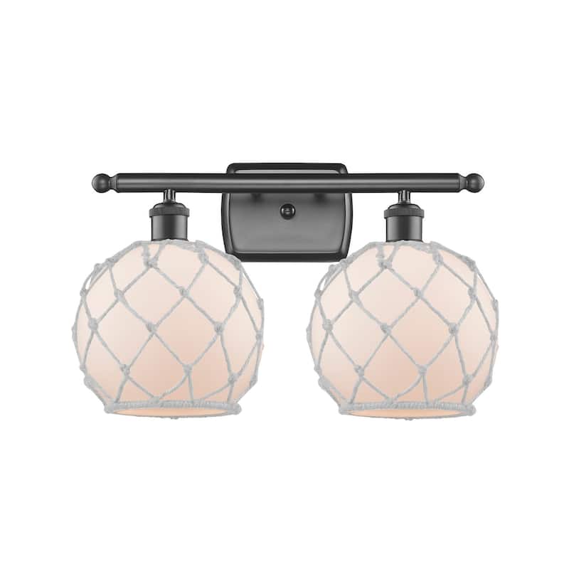 Innovations Lighting Farmhouse Rope 2 Light 16" Wide Bathroom Vanity - Oil Rubbed Bronze / White