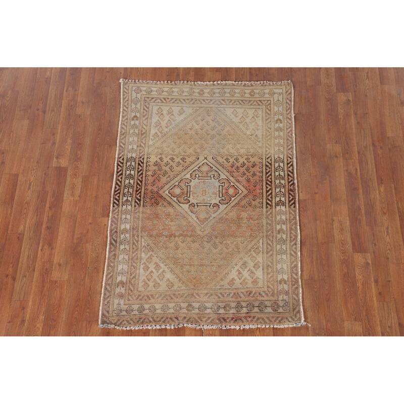 Geometric Botemir Persian Accent Rug Handmade Wool Carpet - 3'4"x 4'10"