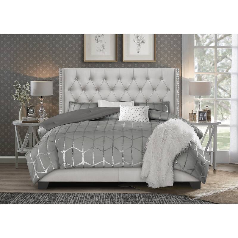 Brady Upholstered Tufted Wingback Panel Bed
