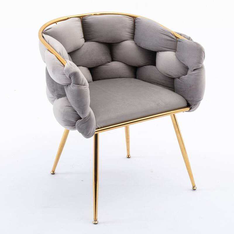 Luxurious Velvet Accent Chair: Gold-Plated Metal Legs, Modern and Comfortable Single Sofa Chair for Bedroom, Living Room