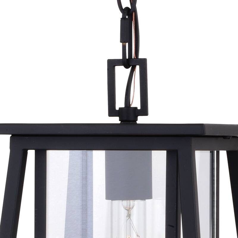 Blackwell Cage Frame 1 Light Black Outdoor Pendant Lantern Clear Glass - 8-in W x 13.25-in H x 8-in D
