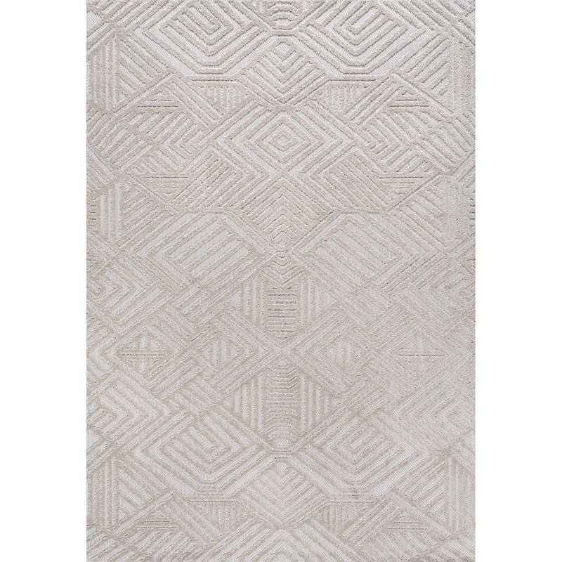 JONATHAN Y Aylan High-Low Pile Art Deco Geometric Indoor/Outdoor Area Rug - 3 X 5 - Beige