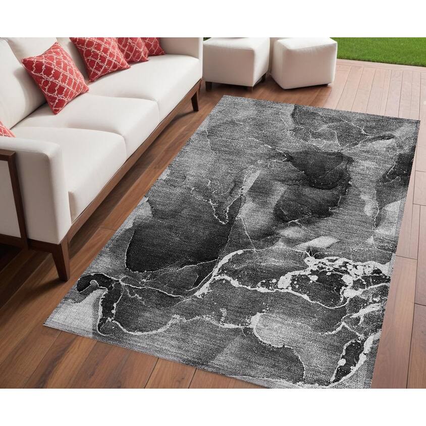Baro Unique Abstract Weather Resistant Sleek Contemporary Outdoor Rug