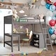 preview thumbnail 2 of 17, Elegant Full size Loft Bed with Shelves, Ladder and Desk, Health and Comfort, Solid Construction & Versatility Galore, Grey
