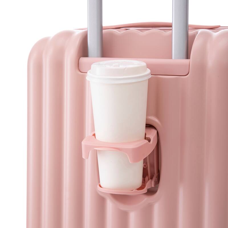 Three pcs/set in ABS Spinner Wheel Luggage with Cup Holder & USB Port & Phone Holder