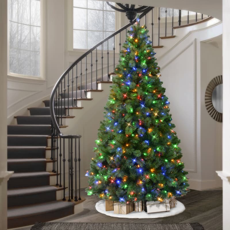 Puleo International 9' Pre-Lit Artificial Wyoming Pine Tree with Multi-Function LED Lights - 9 Foot