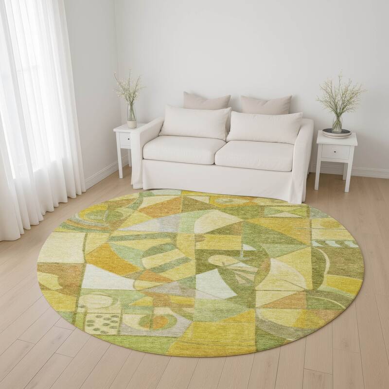 Premium Washable Super Soft Mosaic Contemporary Mayfield Rug - Fern - 8' x 8'