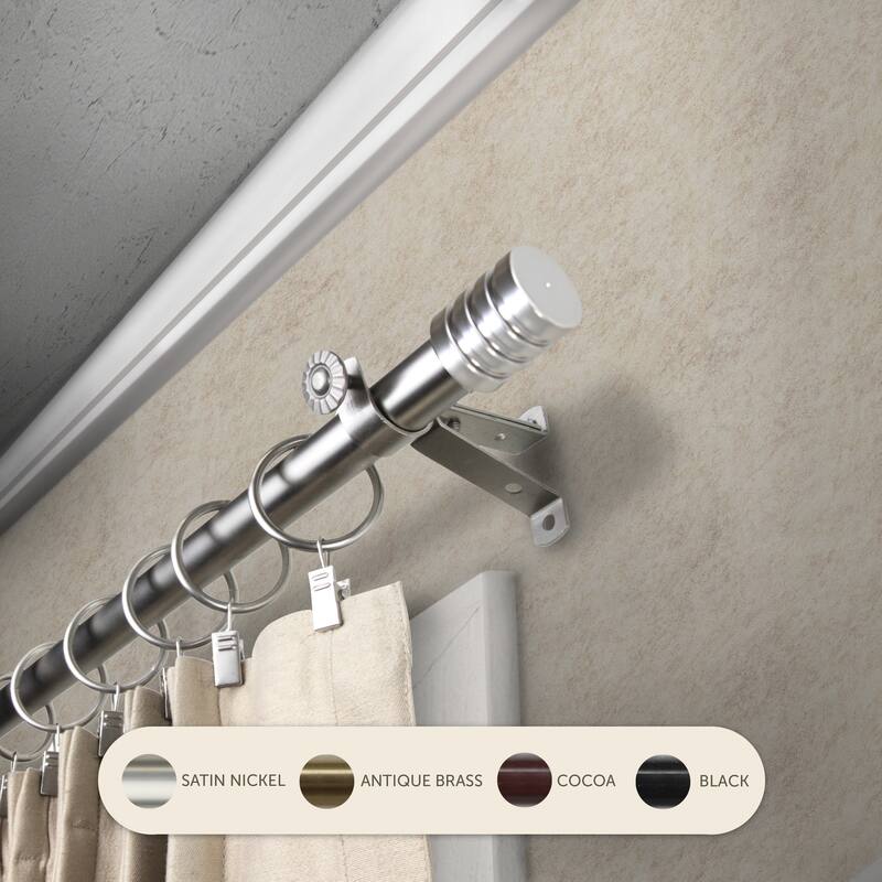 InStyleDesign Don Adjustable Telescoping Steel Curtain Rod - 28 to 48 inches - Satin Nickel