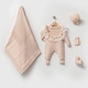 preview thumbnail 4 of 2, Lace Trimmed Newborn Knitwear Coming Home Set - 5 Piece Powder