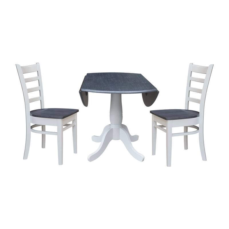 42" Round Top Dual Drop Leaf Pedestal Table with Dining Chairs
