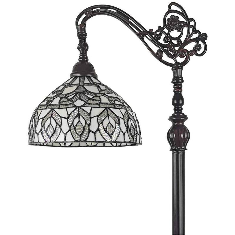 Tiffany Style Peacock Design Floor Reading Lamp Amora Lighting