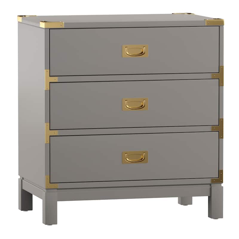 Kedric 3-drawer Goldtone Accent Nightstand by iNSPIRE Q Bold - Grey