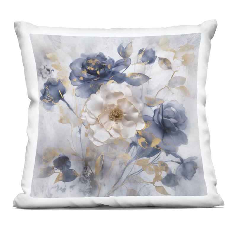 Stupell Roses with Luminous Details Decorative Printed Throw Pillow Design by Irene Weisz - Accent - Polyester - Blue - Single