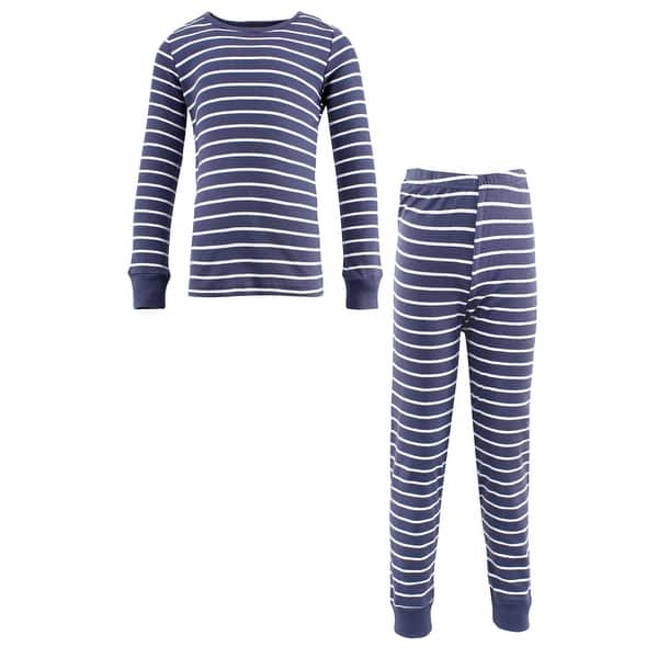 slide 1 of 1, Hudson Baby Infant Cotton Pajama Set, Denim Blue Stripe 12-18 Months - Denim Blue Stripe