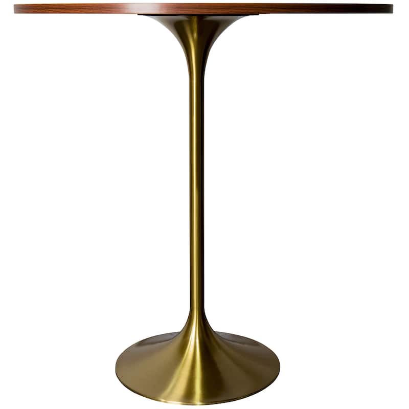 LeisureMod Verve 36" Round Dining Table with MDF Wood TableTop and Brushed Gold Base for Kitchen & Dining Room