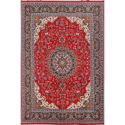 Red Floral Tabriz Turkish Area Rug Machine Made Carpet - 9'5" x 13'4"