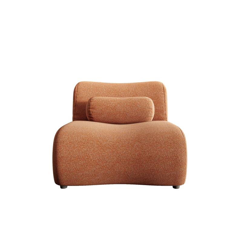 Modern Armless Lounge Sofa with 70° Reclined Backrest and Cylindrical Pillows for Living Room and Guest Room