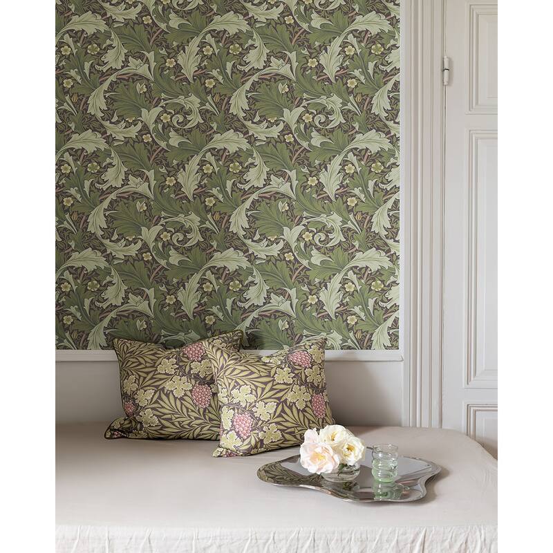 A-Street Prints Granville Plum Leafy Vine Wallpaper