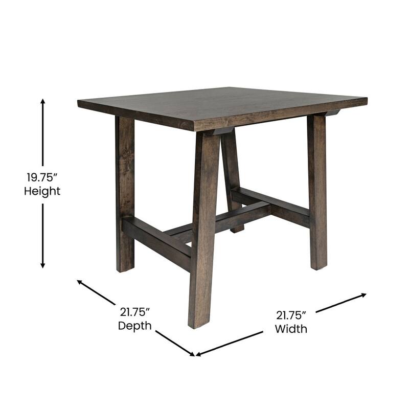 Solid Wood Farmhouse Trestle Style End Table