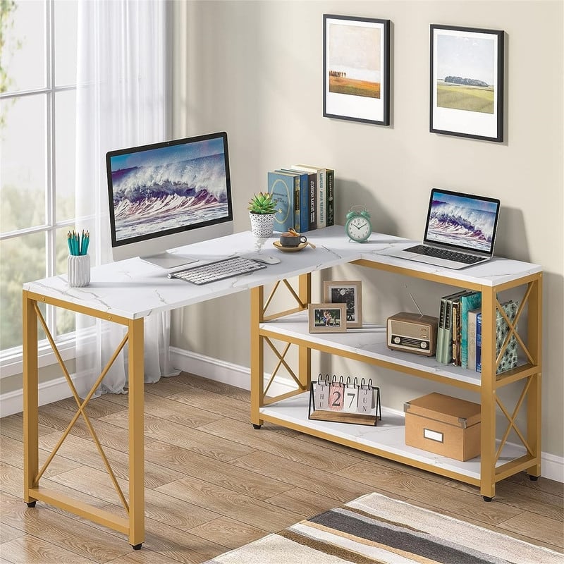 Reversible Industrial L-Shaped Desk