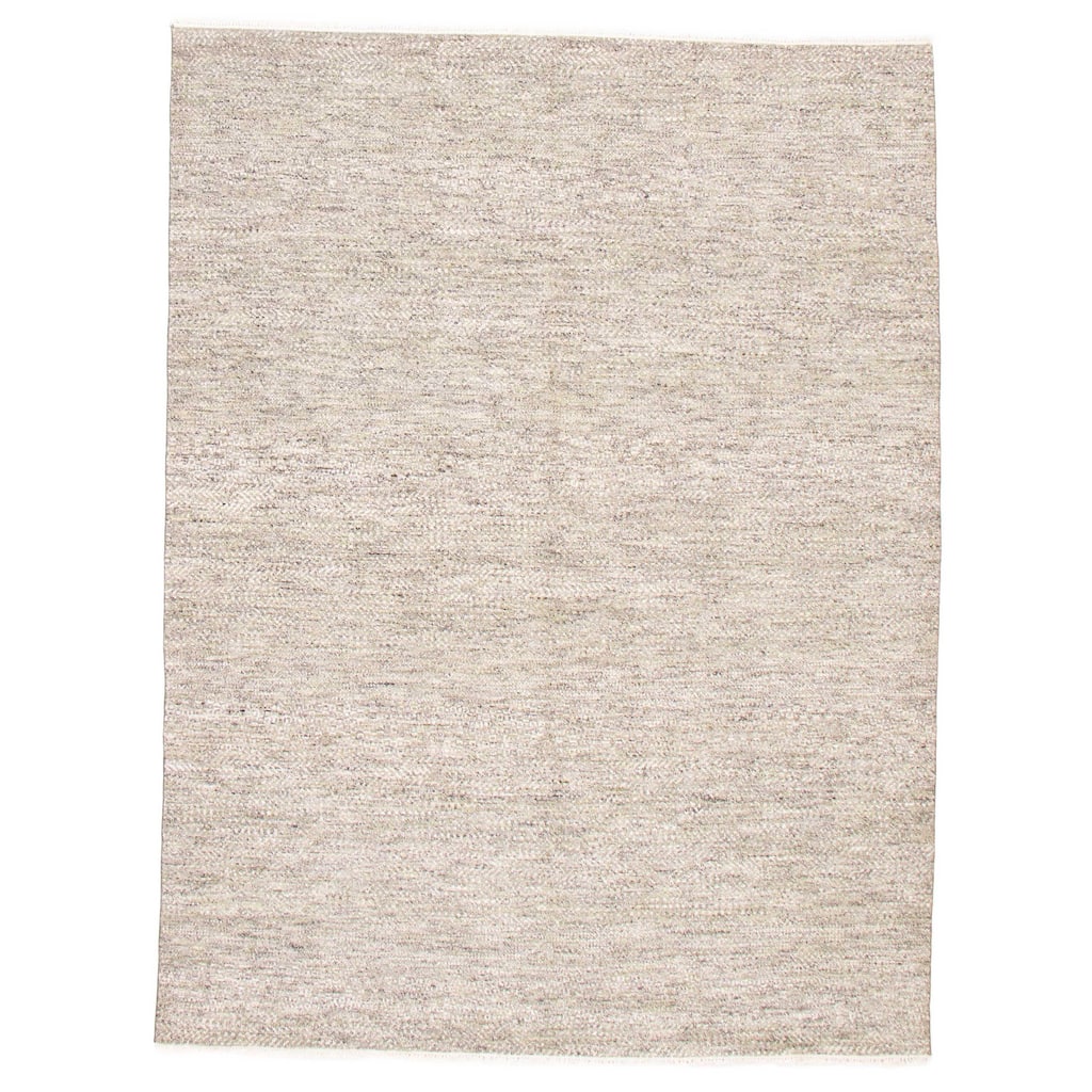 ECARPETGALLERY Hand-knotted Silk Shadow Light Green Wool Rug - 7'11 x 10'5