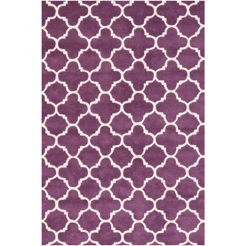 SAFAVIEH, Handmade Chatham Caisa Modern Moroccan Wool Rug - 3' x 5' - Purple/Ivory