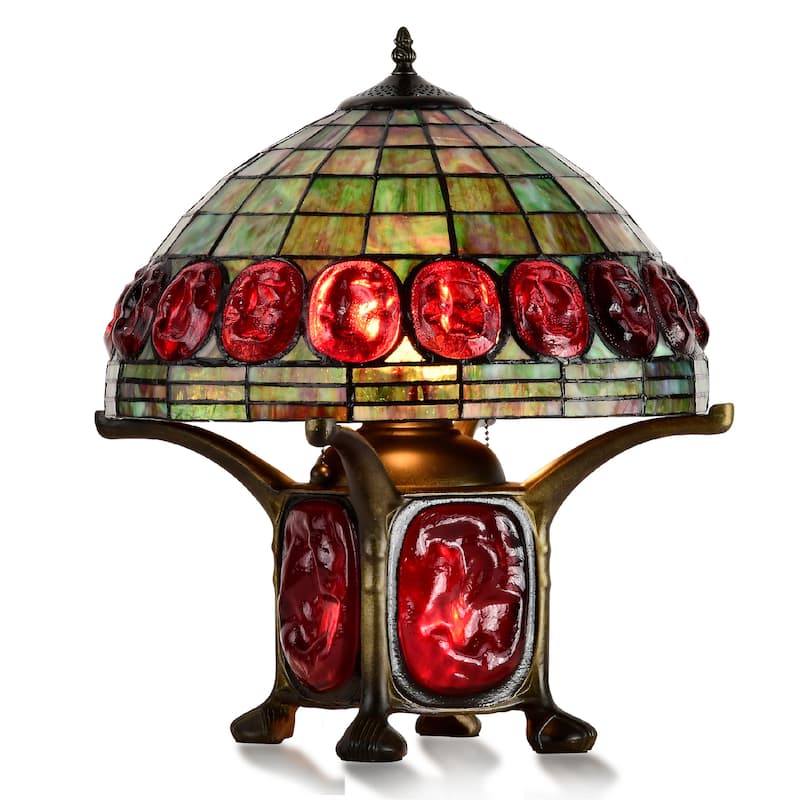 Tiffany-style Mika Turtleback Double-lit Table Lamp (optional colors) - BB56+LS99 BLAZE