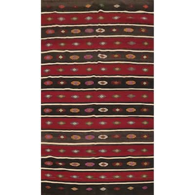 Hand Woven Oriental 100% Wool Carpet Southwestern Tribal Multi-Colored Kilim Area Rug - 9' 10'' X 6' 0''