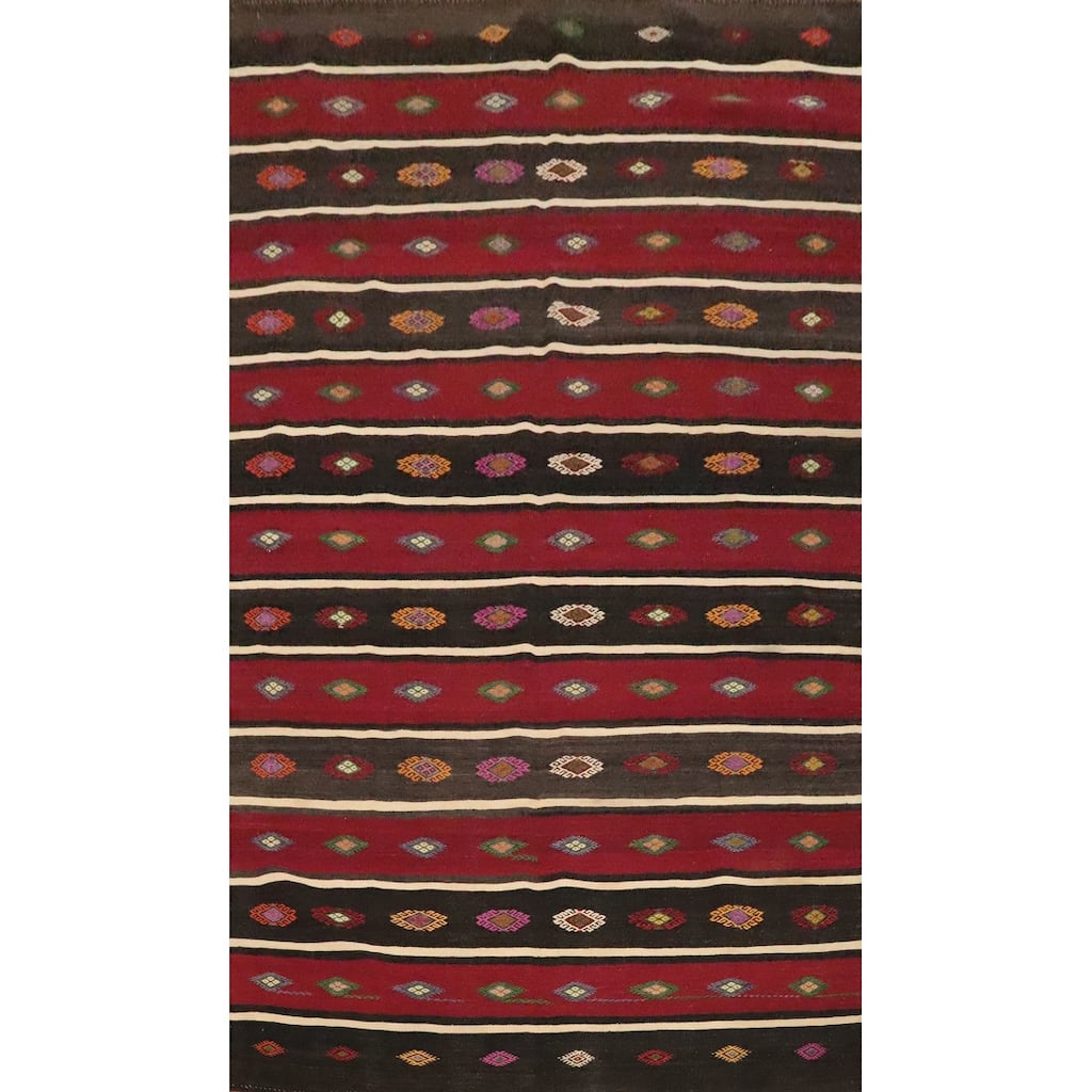 Hand Woven Oriental 100% Wool Carpet Southwestern Tribal Multi-Colored Kilim Area Rug - 9' 10'' X 6' 0''