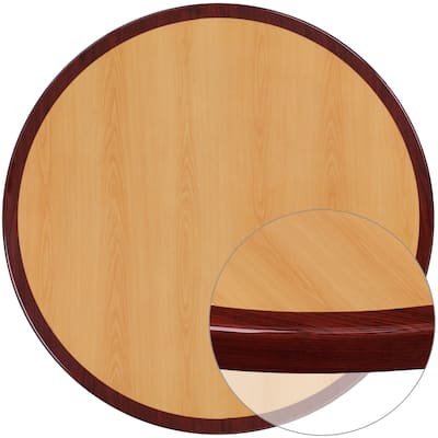 36" Round 2-Tone Cherry & Mahogany Resin Table Top with 2" Thick Drop-Lip