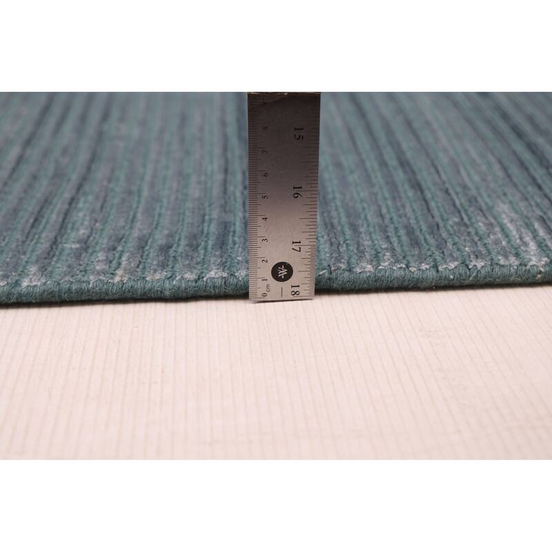 ECARPETGALLERY Hand Loomed Loreto Teal Viscose, Wool Rug - 8'0 x 9'7
