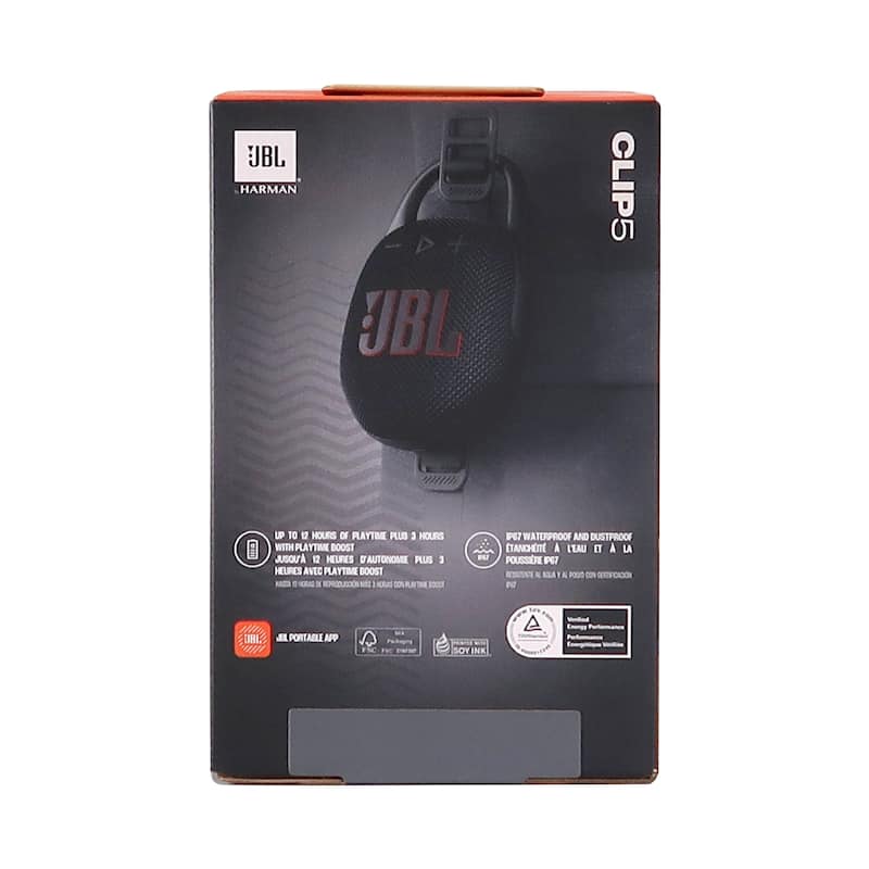 JBL Clip 5 Portable Waterproof Dustproof Wireless Speaker (Black) + Innovexee Waterproof Neoprene Medium Lens Pouch