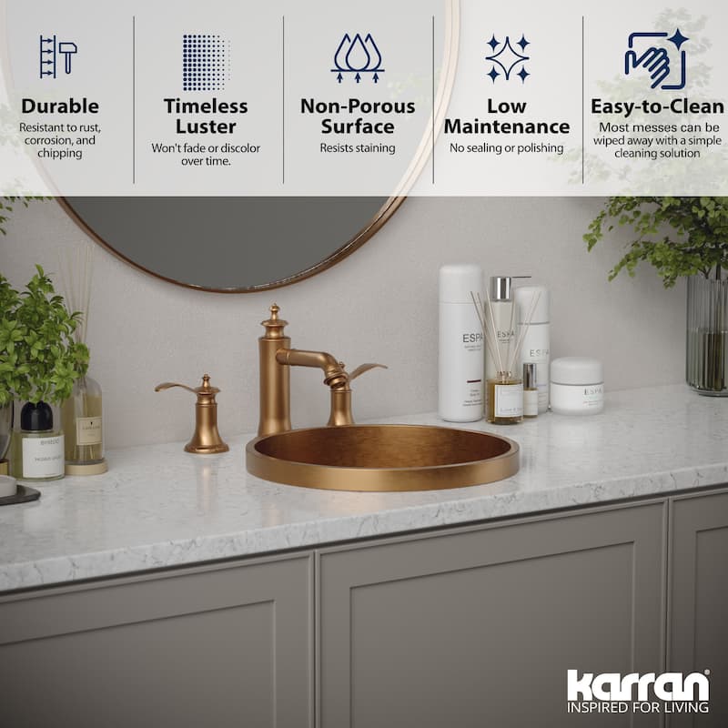 Karran USA CCT100 Cinox 15" Circular Stainless Steel Drop In Bathroom