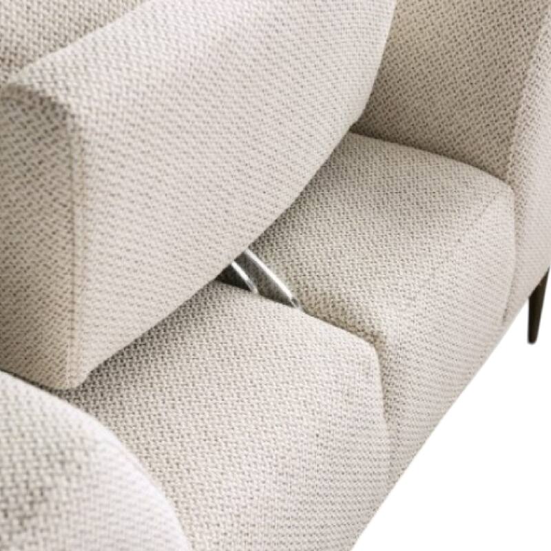 Batty Accent Chair, Beige Chenille, Attached Pillow Adjustable Back