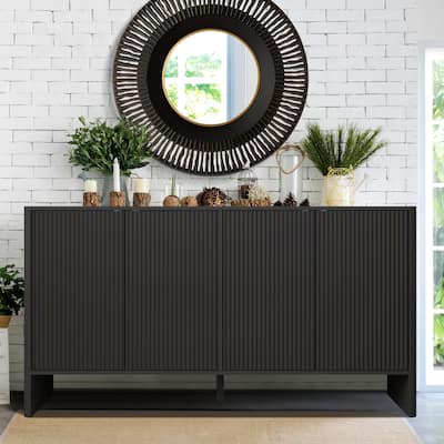 57in.W Wooden 4-Door sideboard/Buffet Storage Cabinet
