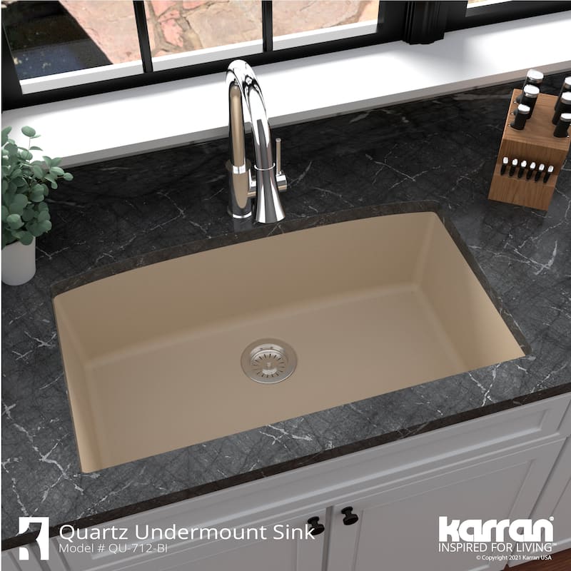 Karran Undermount Quartz 32 in. Single Bowl Kitchen Sink Kit