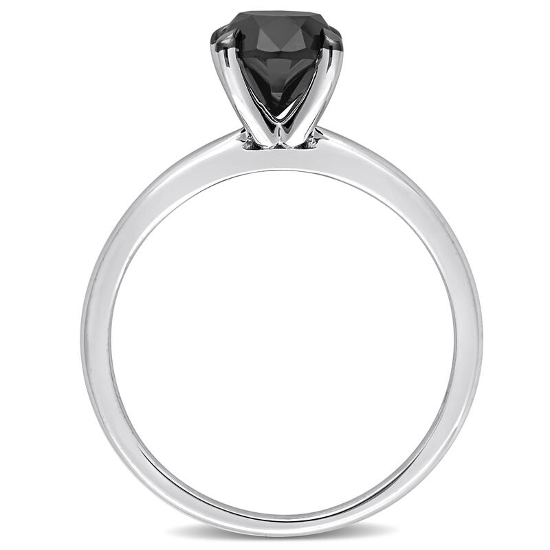 Miadora 1 1/2ct TDW Black Diamond Solitaire Engagement Ring in 14k White Gold