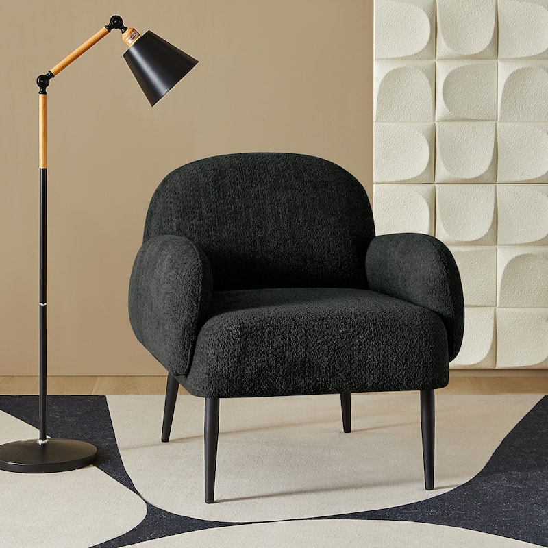 Abe Modern Boucle Accent Chair with Adjustable Metal Legs by HULALA HOME