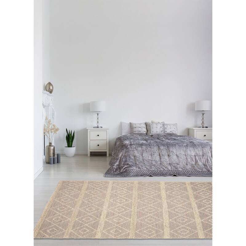 ECARPETGALLERY Braid weave Sienna Cream Wool Rug - 4'11 x 7'9