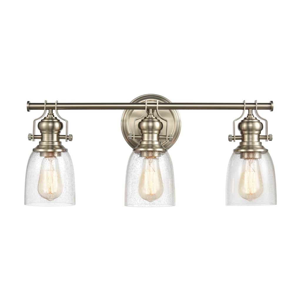 Elk Home Chadwick Satin Nickel With Seedy Glass 3 Light Vanity Light